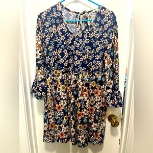 Seven Forty Two long sleeved floral minidress with flutter sleeves